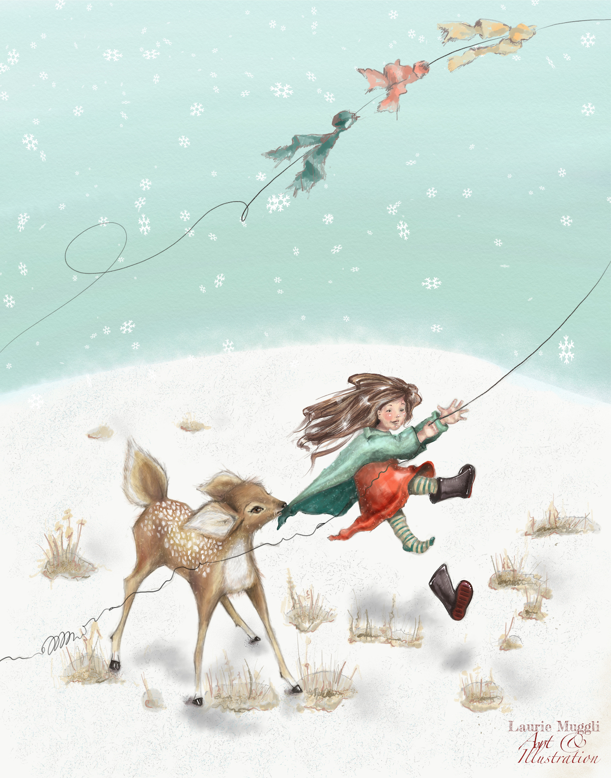 Girl flying kite with fawn 4x5.jpeg