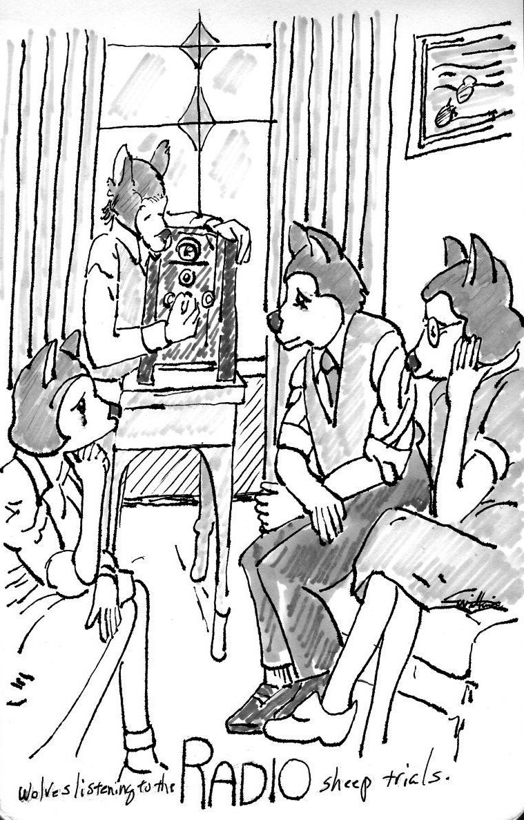 3. wolves listening to the RADIO sheep trials.jpg